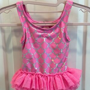 Never worn  Cat & Jack Pink Mermaid Scale with Tutu Bathing Suit 4T